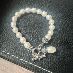 Macy's Pearl and Silver Clasp Bracelet